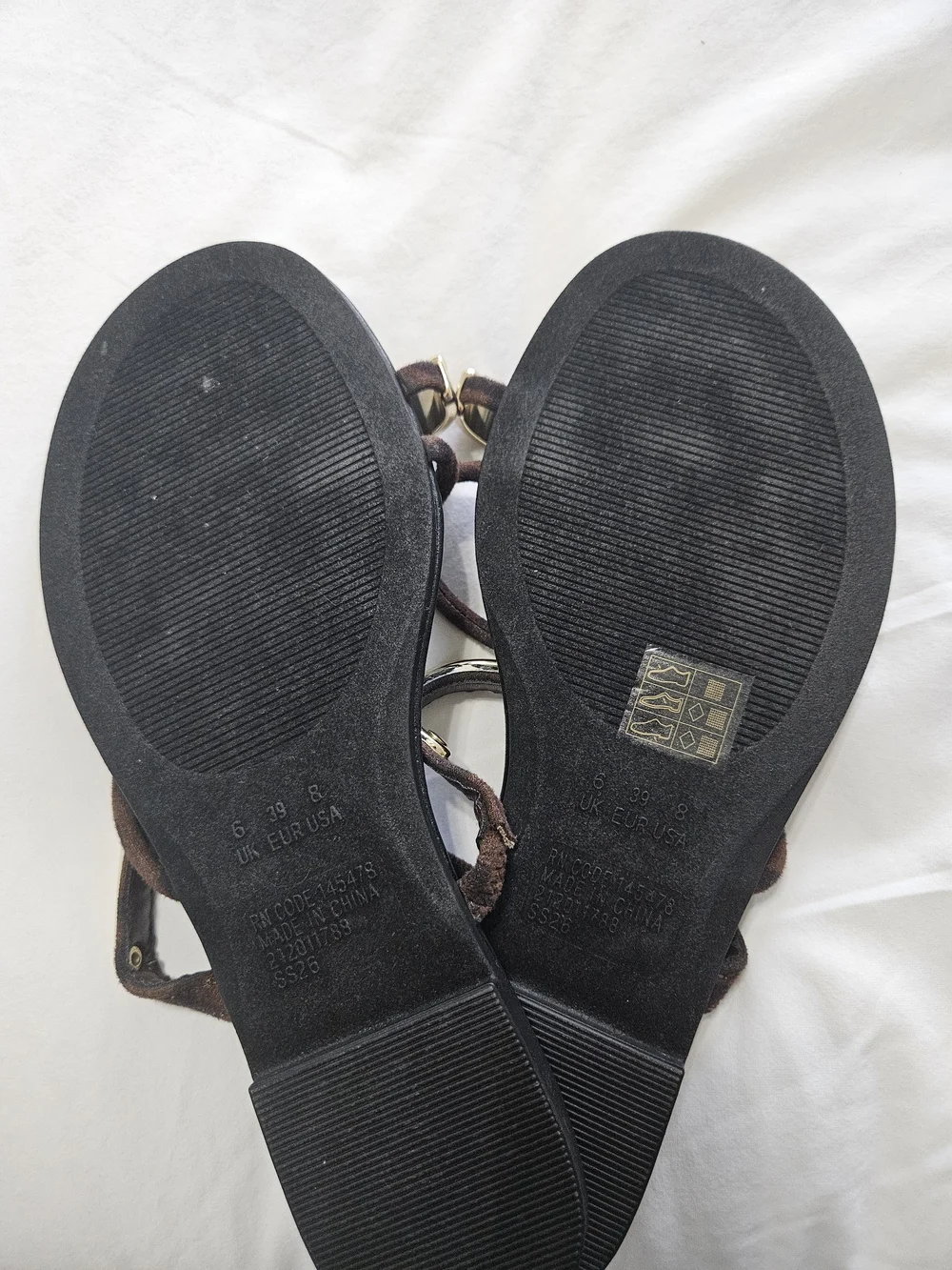 Primark Women's Black & Brown Gold-Accent Strappy Sandals